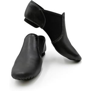 Capezio Women's E Series Jazz Slip-on Shoe – Comfortable Soft Leather with Neoprene Arch Support for Quick Changes, Non-Slip Sole, Lightweight Design, Size 3.5 M, Black
