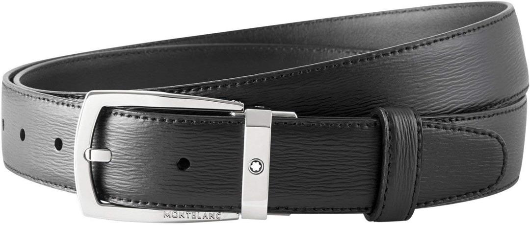 MONTBLANC Black Leather Belt- Black116706, Brand Size 47