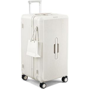 Hanke 26 Inch Checked Luggage, Large Capacity Trunk Suitcase with TSA Lock, White, 26 Inch 