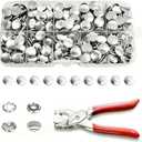 200 Sets Metal Snap Buttons with Fastener Pliers Press Tool Kit, Silver Solid Sewing Snaps for Fabric,Prong Snap Button Kits for DIY Crafting Clothing Sewing (9.5mm / 800 PCS)