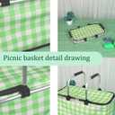 Picnic Basket Set, Picnic Basket, Insulated Lunch Box, 26L Large Capacity for 12 Adults, Picnic Basket with Sturdy Handles for Outdoor Activities, Travel, Beach, Camping (Green)