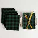 wonlex Buffalo Check Cloth Napkins Set of 6, Polyester, Cotton, Plaid Dinner Napkins, Washable Napkins for Christmas, Table Decor, Weddings, Banquet (Dark Green-Black)