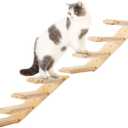 Cat Wall Climbing Shelf, 2 pcs Cat Wall Climber, 4 Step Climbing Stairs, Wall-Mounted Ladder with Sisal Scratching Rope, Perfect Wall Furniture for Perching (CatStairs2P4Steps) (Normal)