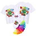 Family Birthday Matching Outfit Baby Girls Dad and Mom Melon Watermelon Cow Print Short Sleeve Round Neck Romper T Shirt Tops Cake Smash Summer Clothes Set for Photo Shoot Watermelon Mom X-Large (XL)