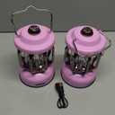 Rechargeable LED Camping Lanterns, Vintage Camping Lights Battery Operated, Portable Retro Metal Glamping Lights for Hiking, Hurricane, Decoration, Power outages, Pink, 2 Pack