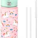 Fimibuke Kids Insulated Water Bottle, 18oz BPA FREE 18/8 Stainless Steel Kids Cup with Straw Travel Tumbler Double Wall Vacuum Leak Proof Toddler Water Bottle for School Boys Girls(1 Pack, Unicorn)
