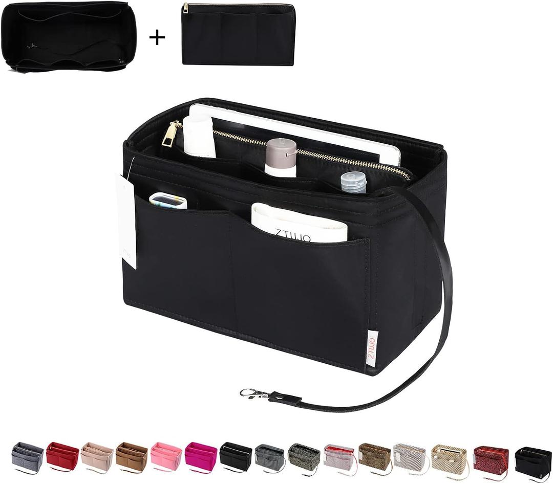 ZTUJO Purse Organizer Insert, Felt Bag Organizer with Metal Zipper, Handbag & Tote Shaper, For Speedy Neverfull Tote, 7 Sizes