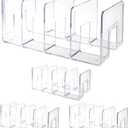 Acrux7 4 Pack Clear Acrylic File Organizer, 4 Sections Purse/Handbag Organizer, Acrylic Desk File Sorter, Vertical Book Dividers for Office Home Bookshelf