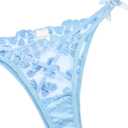 Lilosy Sexy Underwire Cute Push Up Strappy Embroidered Mesh Sheer Lingerie Set See Through Panty Bra (Blue, XS)