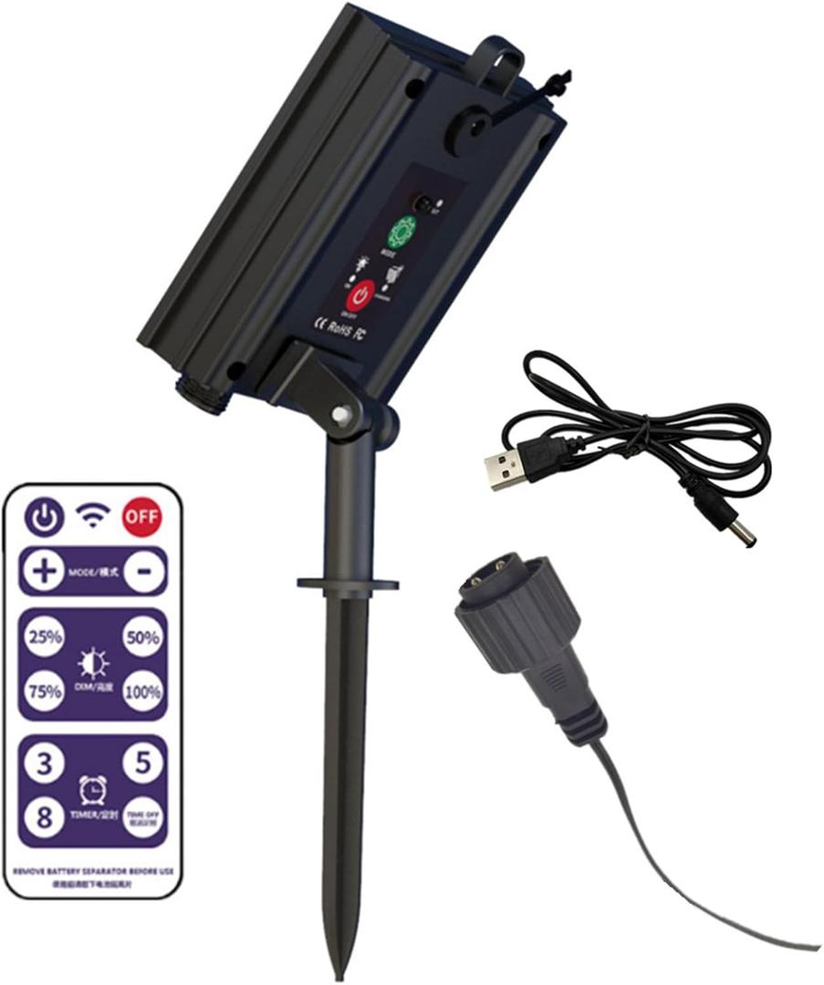 Solar Battery Box for LED String Lights, Outdoor String Lights Control Panel with DC Charging 8 Remote Control Modes (24V) Solar Battery Box for LED String Lights, Outdoor String Lights Control Panel with DC Charging 8 Remote Control Modes (24V)