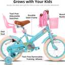 JOYSTAR Little Daisy Kids Bike for Girls Boys Ages 2-7 Years, 12 14 16 Inch Girls Bikes with Doll Bike Seat & Streamers, Boys Bike with Flag & Number Plate, Multiple Colors, 12 Inch with Training Wheels