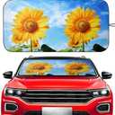 Vepagoo Car Windshield Sun Shade for Front Window, Sun Protector for UV Ray, Sun Blocker Keep Interior Cool, Car Sun Screen Prevent Dashboard Fade Sun Flower Design (65 x 32 in)