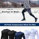 HOPLYNN 4 Pack Workout Compression Shirts Men Long/Short Sleeve Rash Guard Athletic Undershirt Gear T Shirt for Sports 2 Black 2 White, L
