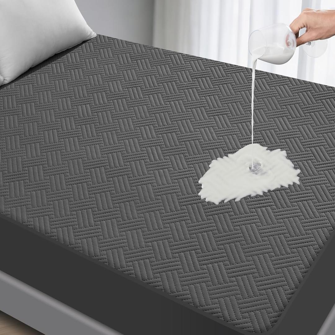 Waterproof Queen Size Mattress Protector with Deep Pockets, Gray