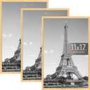 upsimples 11x17 Picture Frame Natural 3 Pack, Scratch-Proof 11 x 17 Poster Frames for Photo Gallery - Slide-In Strips, Horizontal or Vertical Wall Mounting