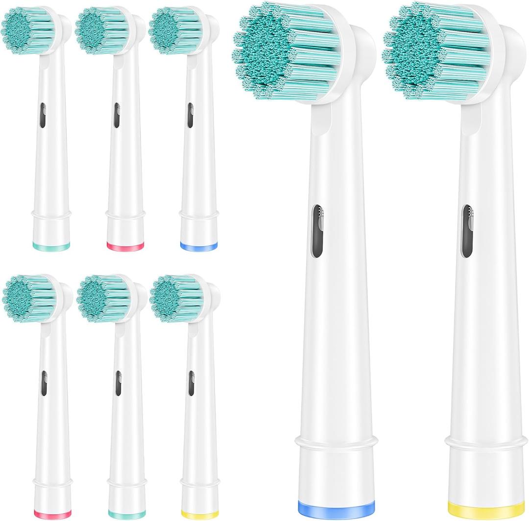 Sensitive Gum Care Replacement Toothbrush Heads Compatible with Oral B Electric Toothbrushes, 8 Pack Sensitive Clean Soft Bristles Brush Heads Refill for Oral B Pro, Genius, Vitality, White