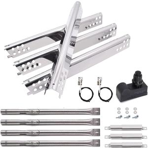 Criditpid Grill Replacement Parts for Charbroil 463344015, 463343015, 463433016, 463240015, 463432215, Grill Burners, Heat Plates, Crossover Tubes & Spark Generator Kit for Charbroil 4 Burner Grill.