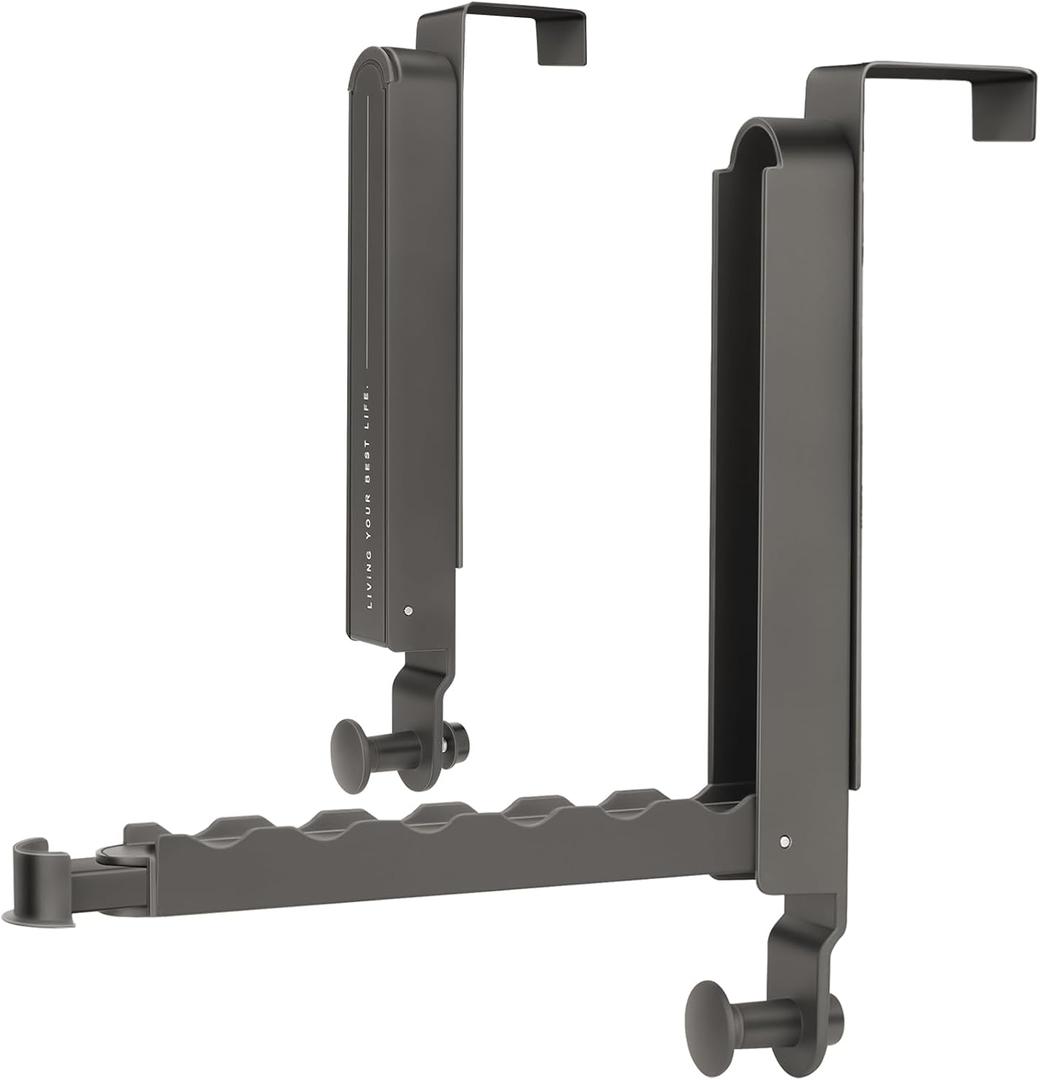 Majewel Over The Door Hooks Hanger 2 Pack, Adjustable Foldable Drying Rack for Laundry, Towels, Bags, Bathroom, Black
