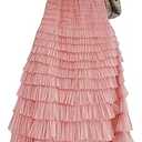 Womens Long Maxi Tulle Skirt A Line Ruffle Mesh High Waisted Tiered Layered Skirts Petticoat M