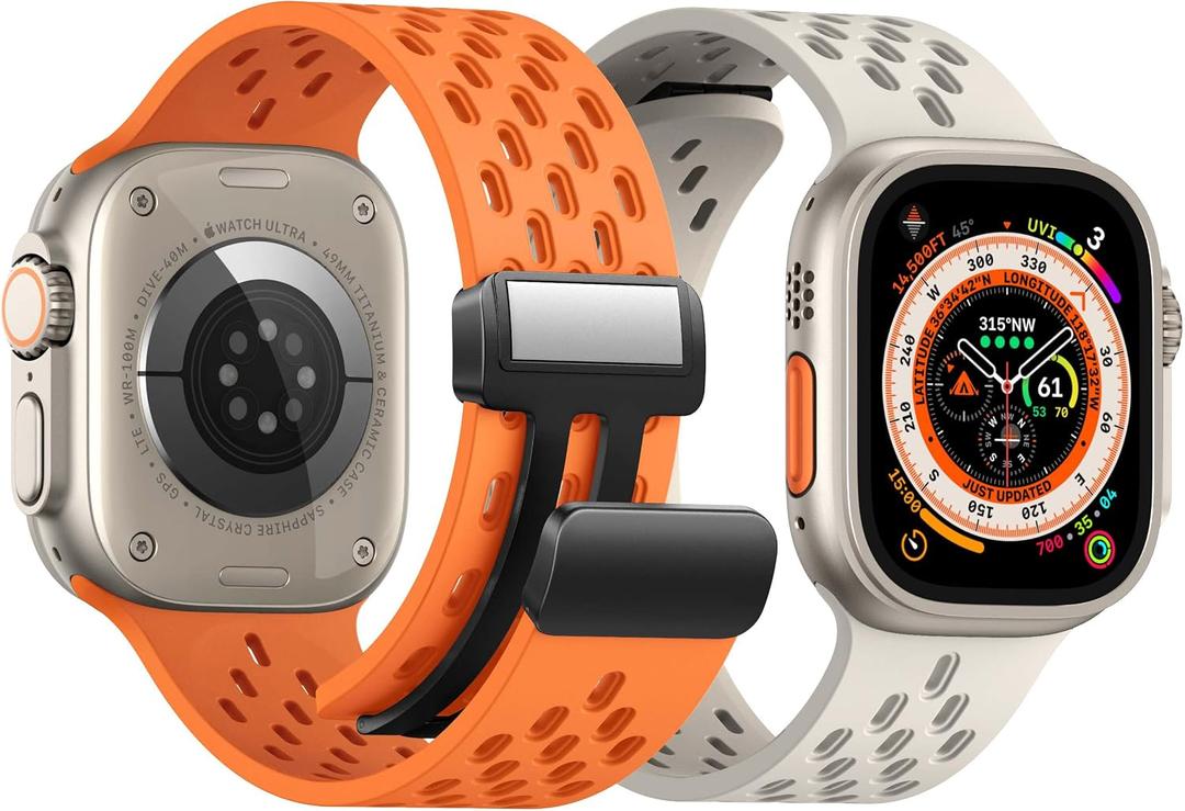 Magnetic Anti Sweat Sport Band/Strap for Apple Watch, Waterproof Breathable Silicone Correas. Para Compatible with iWatch Ultra SE Series11/10/9/8/7/6/5/4/3/2/1, Women Men, 42mm 44mm 45mm 46mm 49mm
