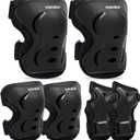 Knee Pads for Kids Protective Gear Set with Knee Pads Elbow Pads and Wrist Guards Ideal for Girls Boys Skating Skateboard Scooter Bike (Small(8-12 years), Black)