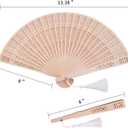 Sepwedd 50 Set Sandalwood Fan Wooden Hand Fan Baby Shower Party Favors with Organza Bags and Tassels Wooden Folding Fan