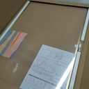 Lightomorrow Bulletin Board 30 x 20 inches, Oatmeal White Pin Board Vision Board, Golden Aluminum Framed Fabric Cork Board with 10 Push Pins