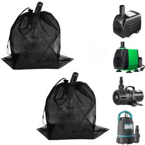 2 Pcs 8" x 10" Pond Pump Cover Filter Bag, Black Media Bag Large Pump Mesh Bag for Outdoor Water Ponds Filters, Water Filter Pump, Outdoor Ponds, Garden, Swimming Pool (2, 8" x 10")
