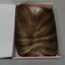 HOOJIH Hair Topper for Women with Thinning Hair 4x2.5inch Base Real Human Hair Topper with Bangs Handmade Invisiable Lace Front Topper - Medium Brown with Blonde Highlights