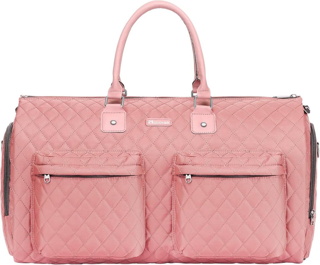 Womens Convertible Garment Bags for Travel, Modoker Waterproof Carry On Garment Bag Garment Duffel Bag - 2 in 1 Hanging Suitcase Suit Travel Luggage Bag, Pink