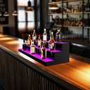 VEVOR LED Lighted Liquor Bottle Display Shelf, 3 Tiers 60 Inches, Supports USB, Illuminated Home Bar Shelf with RF Remote & App Control 7 Static Colors 1-4 H Timing, Acrylic Light Shelf