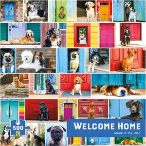 Re-marks Welcome Home Dog-Themed 500-Piece Jigsaw Puzzle for All Ages