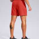 Pudolla Men's Workout Running Shorts with Zipper Pockets 5" Lightweight Quick Dry Athletic Gym Mesh Shorts no Liner(red Medium) (Red, M)
