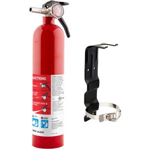First Alert Fire Extinguisher for Home, Standard Rechargeable Compliance Unit, UL RATED 1-A:10-B:C, HOME1, Red with Metal Bracket Bundle, 1-Pack