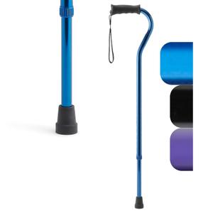 Medline Gel Grip Aluminum Cane with Offset Handle, Adjusts 29–38”, 300 lbs. Capacity, Blue — for Men & Women with Foot & Leg Injuries, Mobility, 1 Ct.