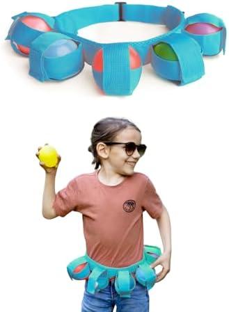 Kids Adjustable Water Balloons Belt for Quick-Fill Reusable Water Balloons, Outdoor Summer Games Anti-Burst Design 6 Colors Ages 4-12(Blue,Small)