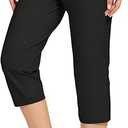 Women's Capri Pants Cotton Jersey Yoga Capris Drawstring Joggers Workout Sweatpants Loose Lounge Crop Pants Pockets, M (Black)