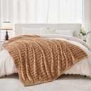 3D Bubble Plush Blanket Textured Fleece Throw Soft Warm Cozy Blanket Couch Bed Throw Brown 50x60 Inches, Rich Brown