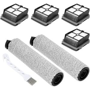 2+4 Pack iFloor 3/ S3 Brush Roller and HEPA Filter Set Compatible with Tineco iFloor 3/ Floor One S3 Cordless Vacuum Cleaner, 2 Pack Brush Rollers + 4 Pack Vacuum HEPA Filters