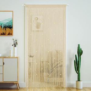 YaoYue Beaded Curtain Door String Curtains for Doorway Tassels Beads Hanging Fringe Hippie Room Divider Window Hallway Entrance Wall Closet Bedroom Privacy Decor (3979in/100200cm, Champagne)