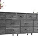 Huuger 77.6" Long Dresser for Bedroom, 16 Drawer Fabric Dresser for Closet, Wide Chest of Drawers with Storage, TV Stand for 65, 75, 85 Inch TV, 77.6" W x 12.9" D x 26.7" H, Charcoal Black
