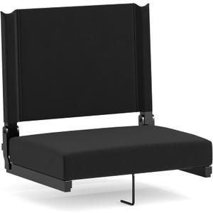 Flash Furniture Grandstand Portable Stadium Seat for Bleachers or Benches, Folding Padded Stadium Chair with Carrying Handle, 500 lb. Weight Capacity, Black, Set of 1