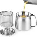 Bacon Grease Container with Strainer, 304 Stainless Steel Grease Container for Kitchen with Dust-proof Lid & Basket, Dishwasher Safe Cooking Oil Container, 50oz/1.5L