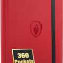 Premium 9 Pocket Card Binder for 360 Cards, Fabmaker PU Cover Trading Card Binder, Sturdy Card Collection Album, Sleek Card Holder Folders for Game Cards & Sports Cards, Red