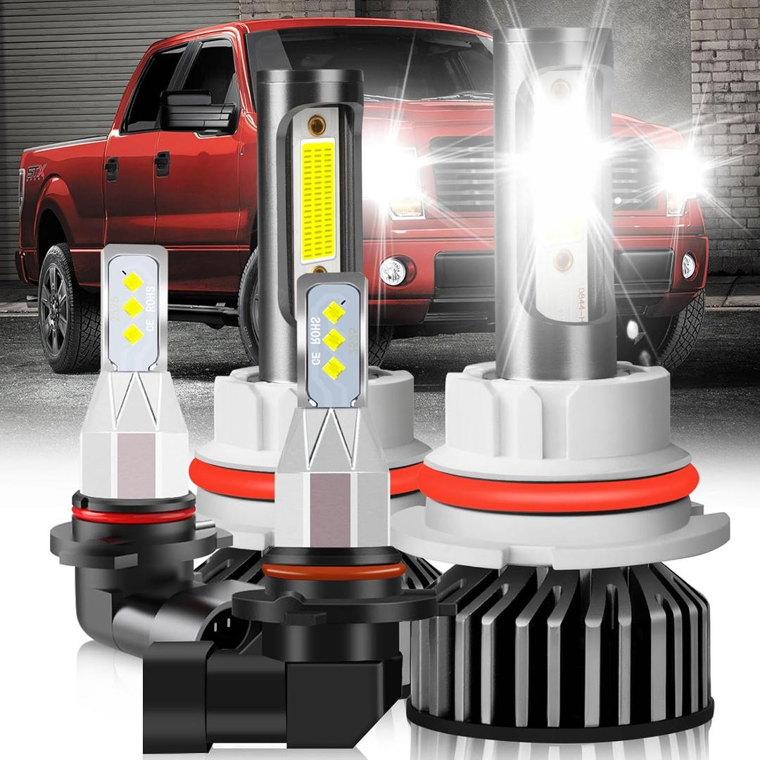 Fit For Ford F250 F350/450/550 Super Duty 1999-2004 lights with Fan, 800% Super Bright Hi Lo Beam Light Bulbs and fog lights, Plug and Play, 6500K Cool White 36000LM, Pack of 4