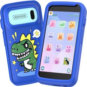 Kids Smart Phone Toys for Boys , 3.97" Touchscreen Dinosaurs Gifts and Toys for Boys Ages 3-12, Children Play Toy Phone with Camera, Game, Music, 8GB CardBlue