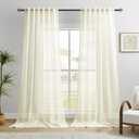 Dreaming Casa Ivory Sheer Curtains 96 Inches Long, Rod Pocket & Back Tab Light Filtering Textured Sheers for Living Room Bedroom, 2 Panels, Each 52" W x 96" L