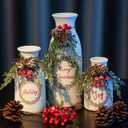 Artificial Christmas 3-Piece Set Flocked with Mixed Xmas Decorations Ceramic White Bottles