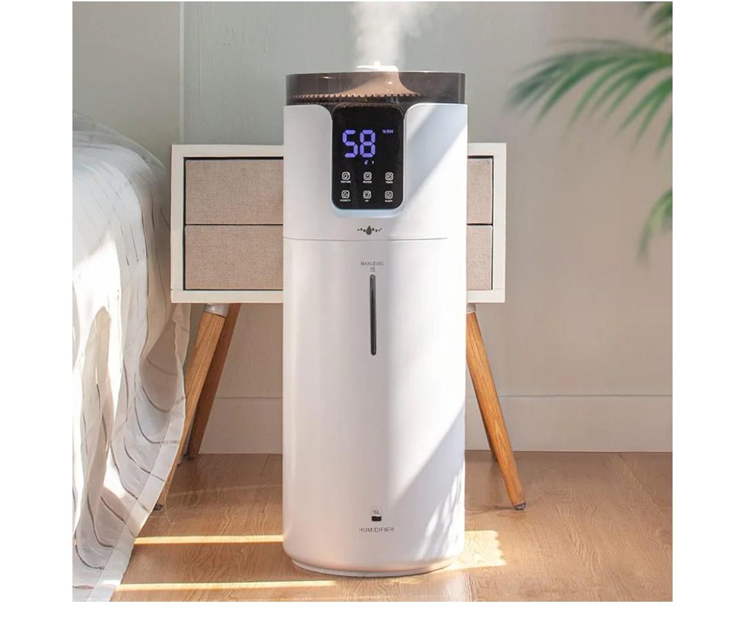 Humidifier Large Room 16L/4.2Gal - Lacidoll Whole house Humidifier for Home 1500 sq.ft. Ultrasonic Cool Mist Humidifiers for Bedroom with Extension Tube & Aroma Box & Night light, White