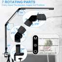 LED Desk Lamp with Clamp, Architect Desk Lamp with Dual Light and Adjustable Swing Arm, Clip-on Eye-Care 4 CCT Modes & 5 Brightness Levels Table Light Modern Computer Lighting for Home Office